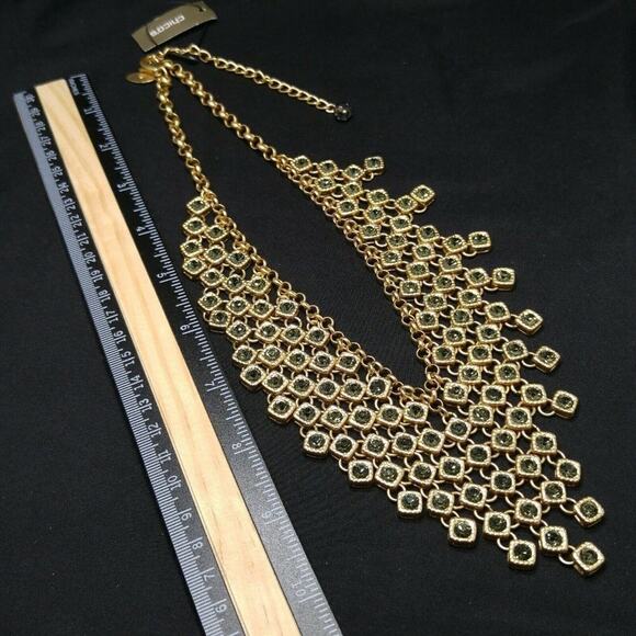 Beautiful Chico's CZ Faux Hematite Rhinestone Gold Necklace, Collar Style, 20 In - Picture 5 of 16